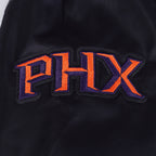 NBA PHOENIX SUNS RETRO CLASSIC BLOUSON EN SATIN À BORDS CÔTELÉS POUR FEMME (NOIR/ORANGE)
