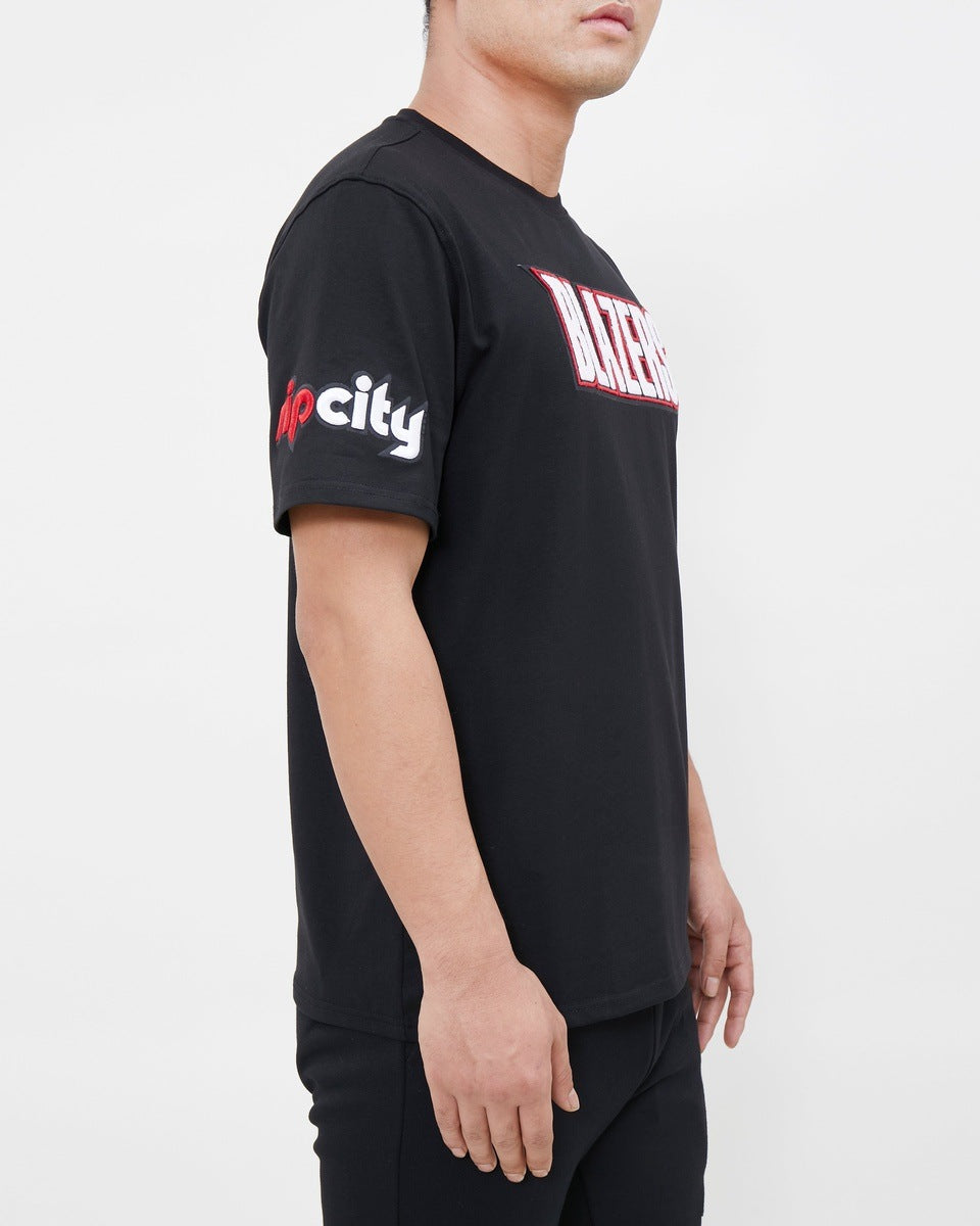 NBA PORTLAND TRAIL BLAZERS CLASSIC CHENILLE MEN'S TEE (BLACK)