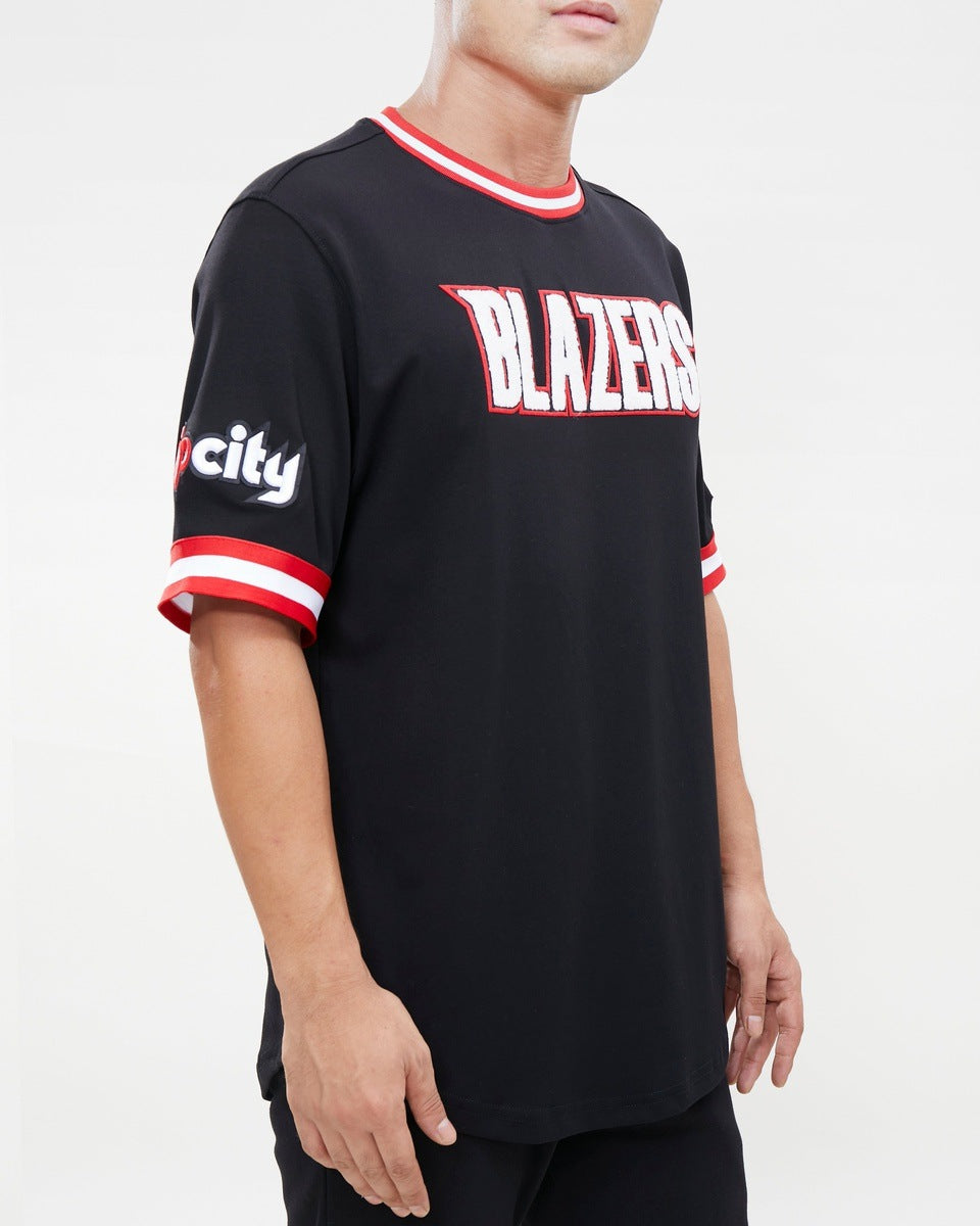 NBA PORTLAND TRAIL BLAZERS CLASSIC CHENILLE MEN'S TEE (BLACK)