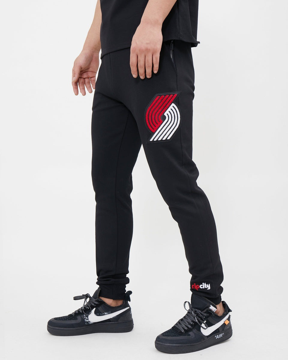 NBA PORTLAND TRAIL BLAZERS CLASSIC CHENILLE MEN'S JOGGER (BLACK)