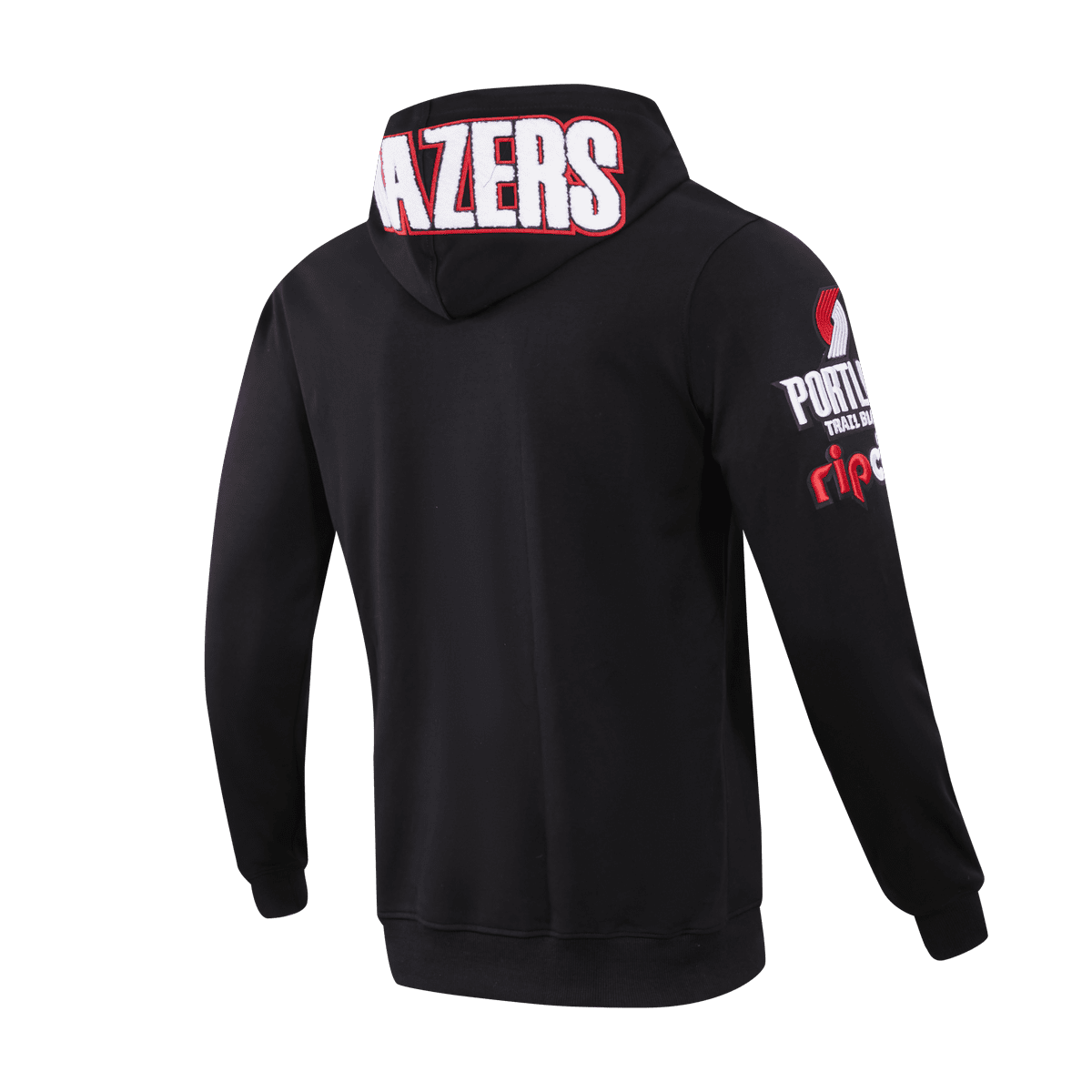 NBA PORTLAND TRAIL BLAZERS CLASSIC CHENILLE MEN'S PO HOODIE (BLACK)