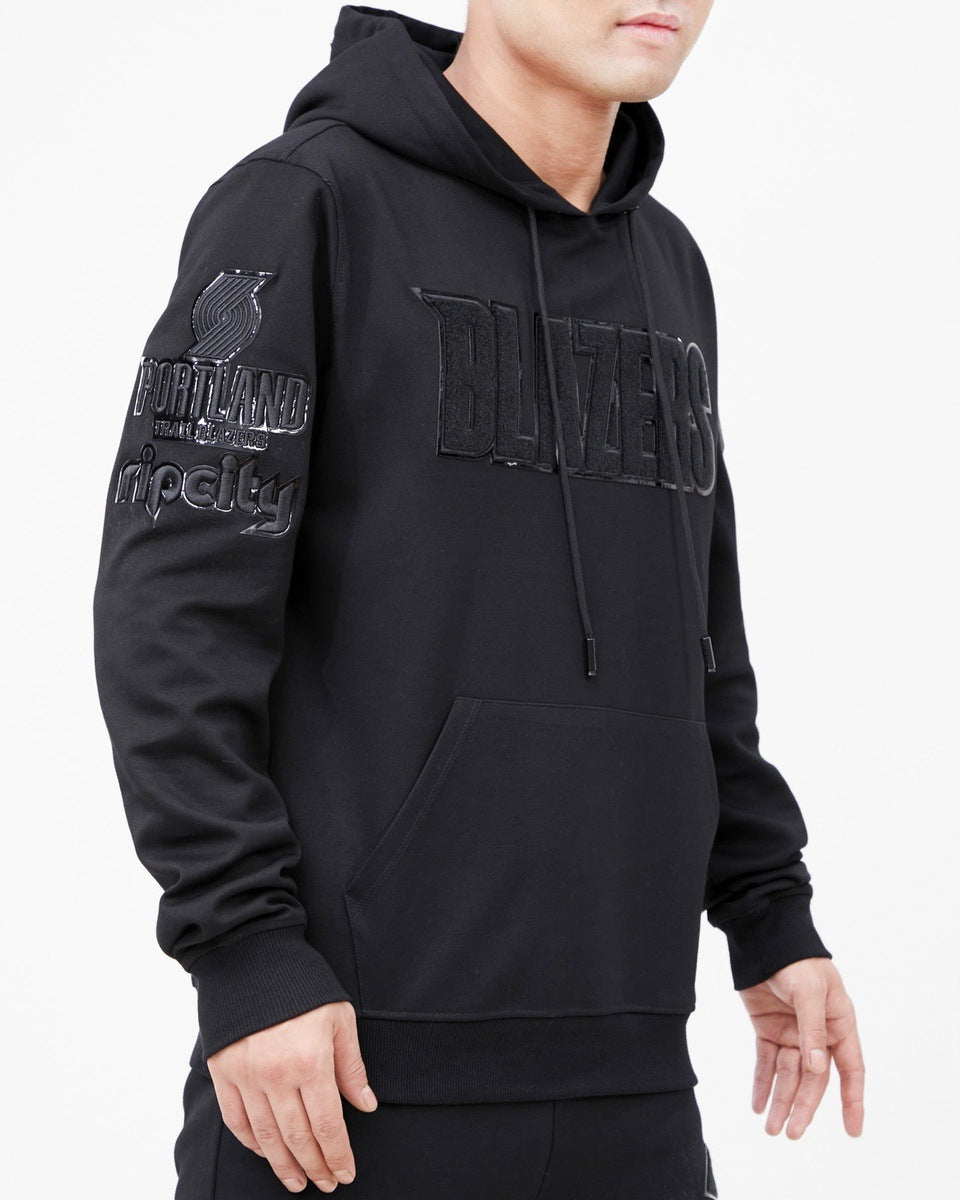 NBA PORTLAND TRAIL BLAZERS TRIPLE BLACK MEN'S PULLOVER HOODIE (TRIPLE BLACK)