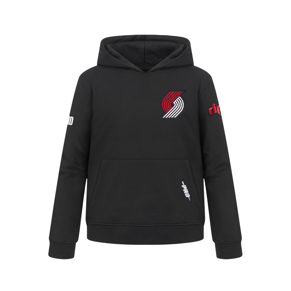 NBA PORTLAND TRAIL BLAZERS CLASSIC BIG BOY'S FLEECE PULLOVER HOODIE (BLACK)