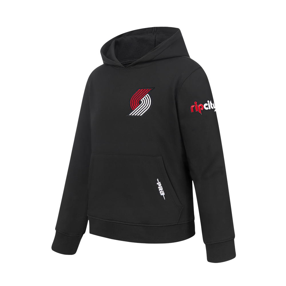 NBA PORTLAND TRAIL BLAZERS CLASSIC BIG BOY'S FLEECE PULLOVER HOODIE (BLACK)