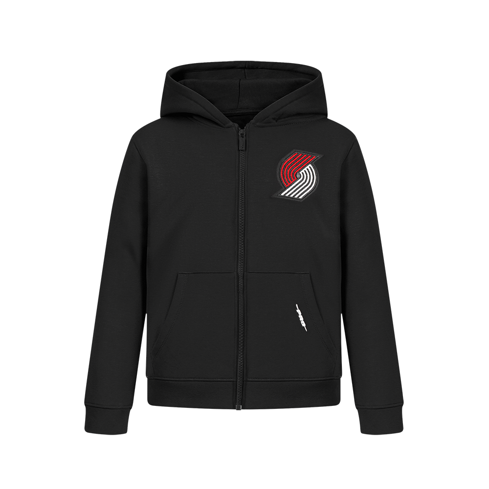 NBA PORTLAND TRAIL BLAZERS CLASSIC BIG BOY'S FLC FZ PO HOODIE (BLACK)