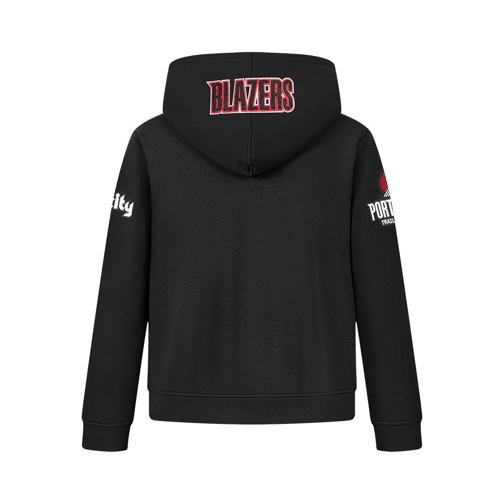 NBA PORTLAND TRAIL BLAZERS CLASSIC BIG BOY'S FLC FZ PO HOODIE (BLACK)