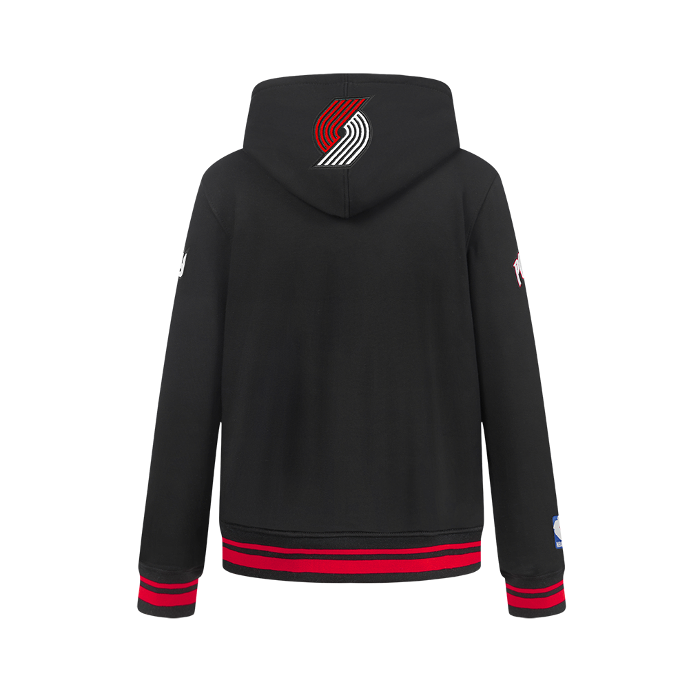 NBA PORTLAND TRAIL BLAZERS RETRO CLASSIC BIG BOY'S RIB FLC PO HOODIE (BLACK/RED/BLACK)