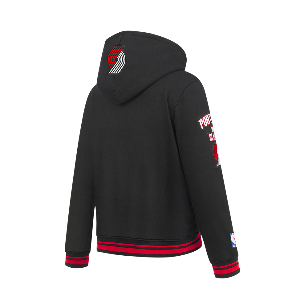 NBA PORTLAND TRAIL BLAZERS RETRO CLASSIC BIG BOY'S RIB FLC PO HOODIE (BLACK/RED/BLACK)
