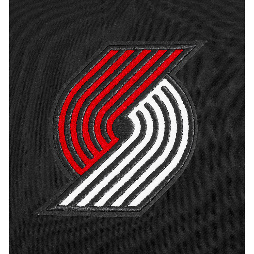 NBA PORTLAND TRAIL BLAZERS RETRO CLASSIC BIG BOY'S RIB FLC PO HOODIE (BLACK/RED/BLACK)
