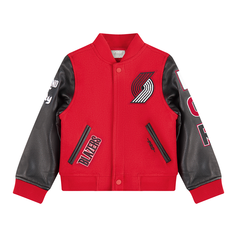 NBA PORTLAND TRAIL BLAZERS CLASSIC BIG BOY'S WOOL VARSITY JACKET (RED/BLACK)