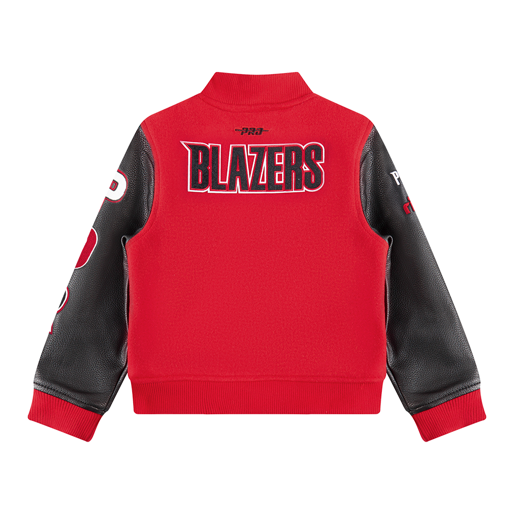 NBA PORTLAND TRAIL BLAZERS CLASSIC BIG BOY'S WOOL VARSITY JACKET (RED/BLACK)