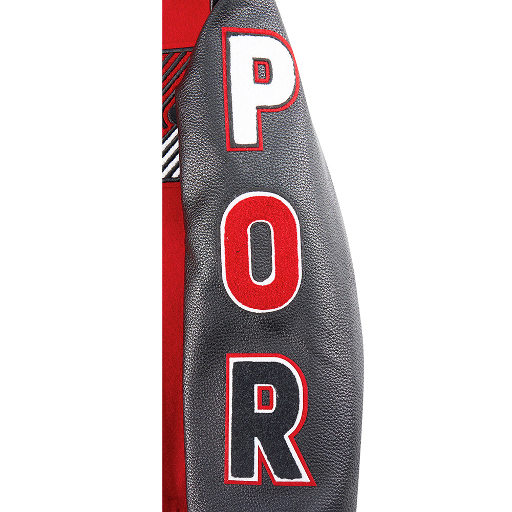 NBA PORTLAND TRAIL BLAZERS CLASSIC BIG BOY'S WOOL VARSITY JACKET (RED/BLACK)