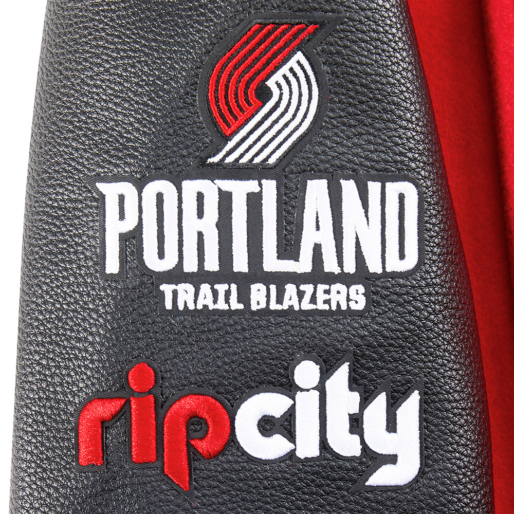 NBA PORTLAND TRAIL BLAZERS CLASSIC BIG BOY'S WOOL VARSITY JACKET (RED/BLACK)