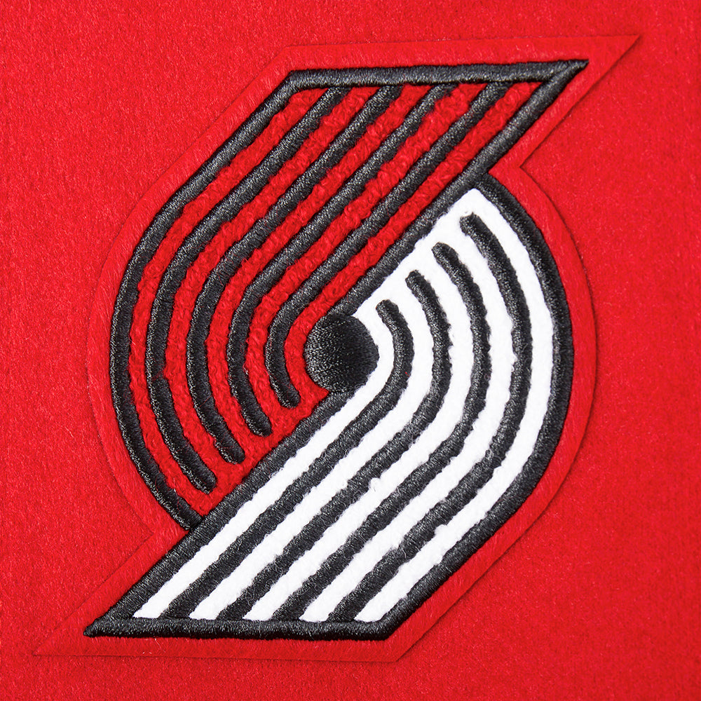 NBA PORTLAND TRAIL BLAZERS CLASSIC BIG BOY'S WOOL VARSITY JACKET (RED/BLACK)
