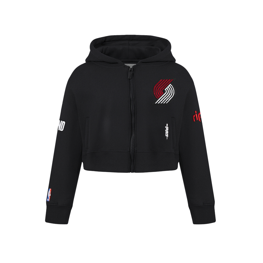 NBA PORTLAND TRAIL BLAZERS CLASSIC BIG GIRL'S FLC FZ HOODIE (BLACK)