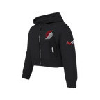 NBA PORTLAND TRAIL BLAZERS CLASSIC BIG GIRL'S FLC FZ HOODIE (BLACK)