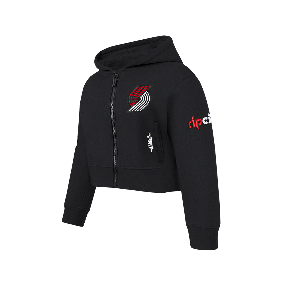 NBA PORTLAND TRAIL BLAZERS CLASSIC BIG GIRL'S FLC FZ HOODIE (BLACK)