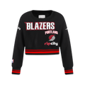 NBA PORTLAND TRAIL BLAZERS RETRO CLASSIC BIG GIRL'S RIB FLC CREWNECK (BLACK/RED/BLACK)