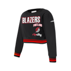 NBA PORTLAND TRAIL BLAZERS RETRO CLASSIC BIG GIRL'S RIB FLC CREWNECK (BLACK/RED/BLACK)
