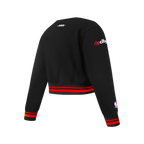 NBA PORTLAND TRAIL BLAZERS RETRO CLASSIC BIG GIRL'S RIB FLC CREWNECK (BLACK/RED/BLACK)