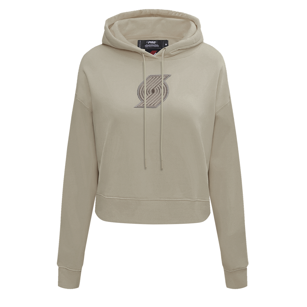 NBA PORTLAND TRAIL BLAZERS NEUTRAL CHANDAIL À CAPUCHON COURT EN MOLLETON POUR FEMME (TAUPE)