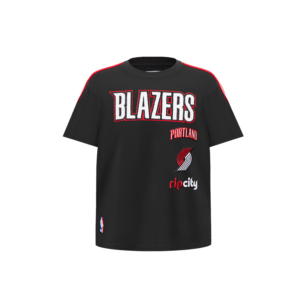 NBA PORTLAND TRAIL BLAZERS RETRO CLASSIC LITTLE BOY'S SHORT SLEEVE TAPING TEE (BLACK/RED)