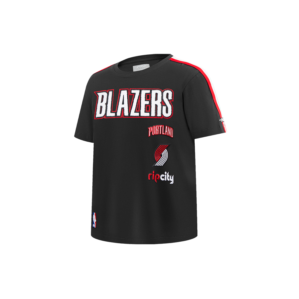 NBA PORTLAND TRAIL BLAZERS RETRO CLASSIC LITTLE BOYS SHORT SLEEVE TAPING TEE (BLACK/RED)