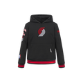 NBA PORTLAND TRAIL BLAZERS RETRO CLASSIC LITTLE BOY'S RIB FLEECE PULLOVER HOODIE (BLACK/RED/BLACK)