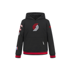 NBA PORTLAND TRAIL BLAZERS RETRO CLASSIC LITTLE BOY'S RIB FLEECE PULLOVER HOODIE (BLACK/RED/BLACK)