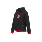 NBA PORTLAND TRAIL BLAZERS RETRO CLASSIC LITTLE BOY'S RIB FLEECE PULLOVER HOODIE (BLACK/RED/BLACK)