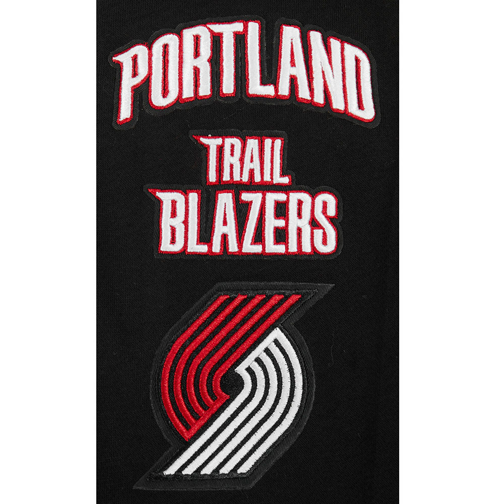 NBA PORTLAND TRAIL BLAZERS RETRO CLASSIC LITTLE BOY'S RIB FLEECE PULLOVER HOODIE (BLACK/RED/BLACK)