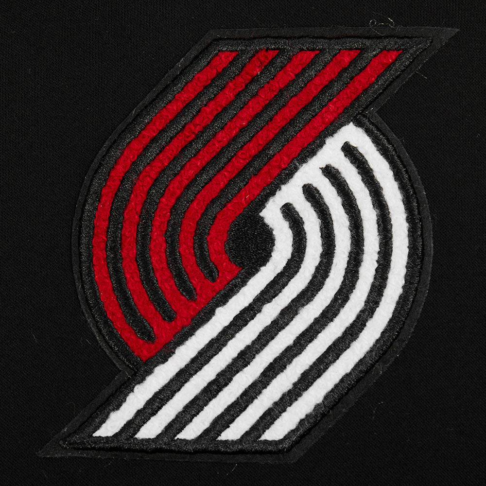 NBA PORTLAND TRAIL BLAZERS RETRO CLASSIC LITTLE BOY'S RIB FLEECE PULLOVER HOODIE (BLACK/RED/BLACK)