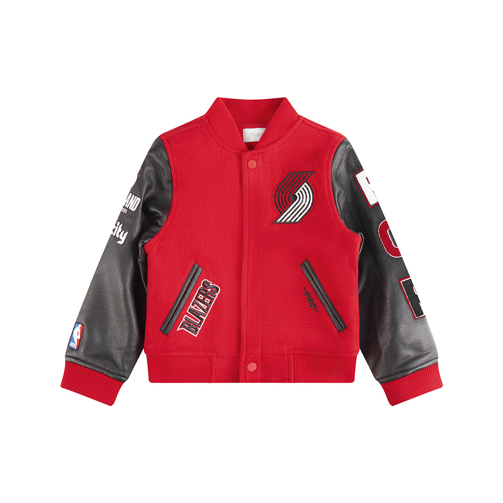 NBA PORTLAND TRAIL BLAZERS CLASSIC BLOUSON COLLÉGIAL EN LAINE POUR GARÇON ENFANT (ROUGE/NOIR)