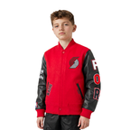 NBA PORTLAND TRAIL BLAZERS CLASSIC BLOUSON COLLÉGIAL EN LAINE POUR GARÇON ENFANT (ROUGE/NOIR)