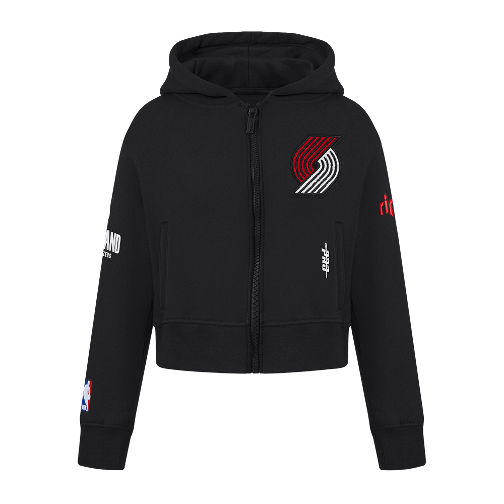 NBA PORTLAND TRAIL BLAZERS CLASSIC LITTLE GIRL'S FLEECE FULL ZIP HOODIE (BLACK)