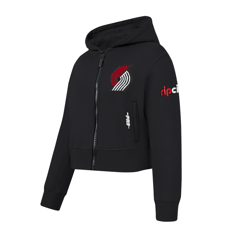 NBA PORTLAND TRAIL BLAZERS CLASSIC LITTLE GIRL'S FLEECE FULL ZIP HOODIE (BLACK)