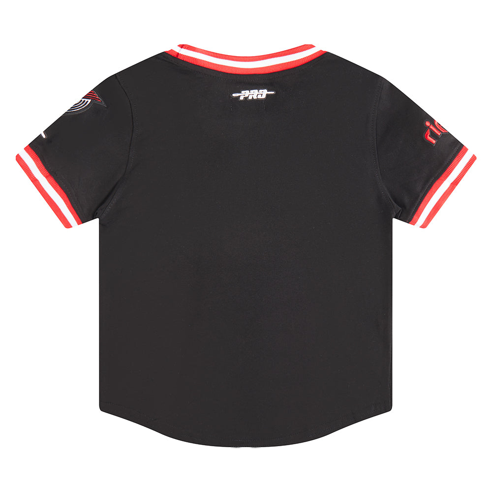 NBA PORTLAND TRAIL BLAZERS CLASSIC TODDLER BOYS SHORT SLEEVE STRIPED RIB TEE (BLACK/RED)