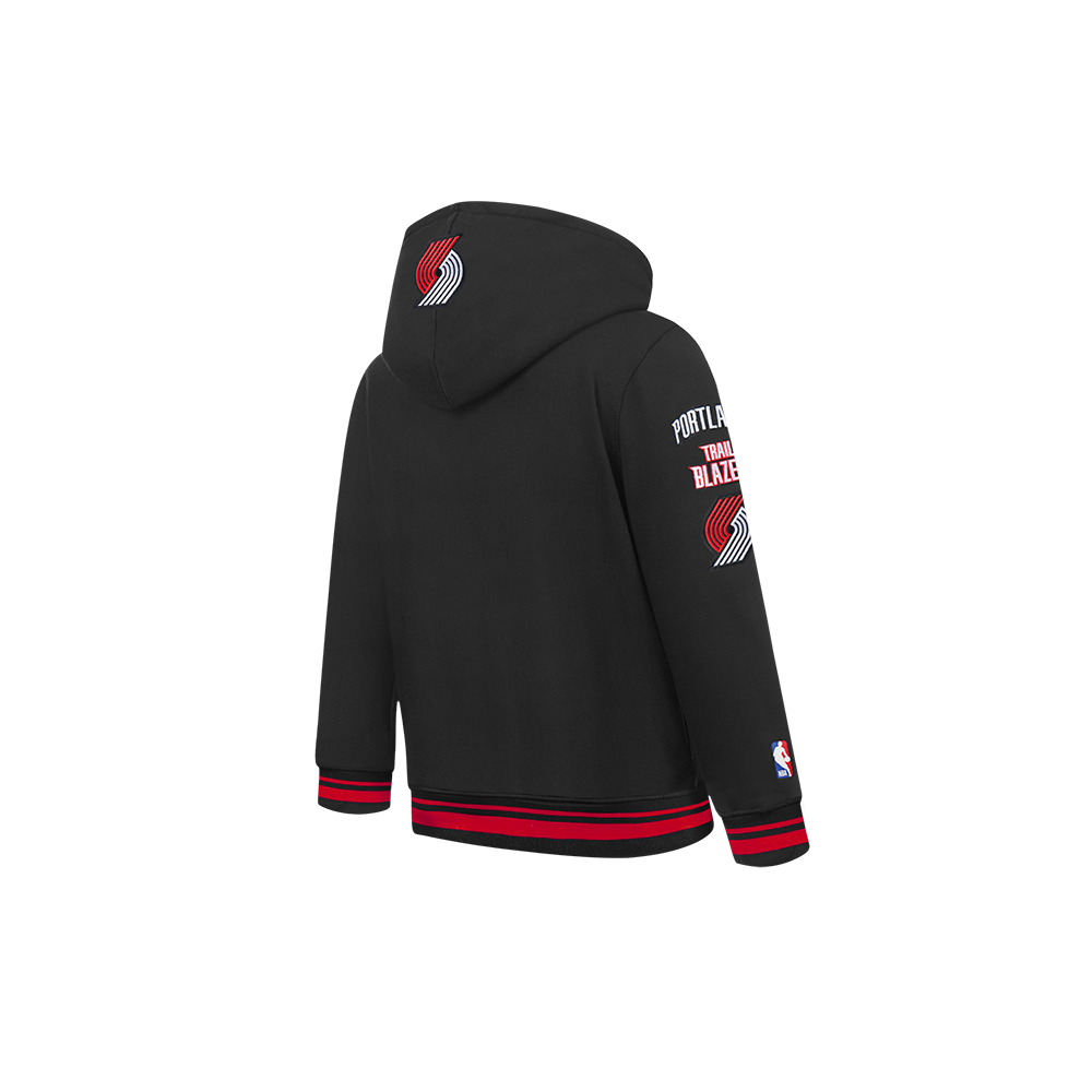 NBA PORTLAND TRAIL BLAZERS RETRO CLASSIC TODDLER BOY'S RIB FLEECE PULLOVER HOODIE (BLACK/RED/BLACK)