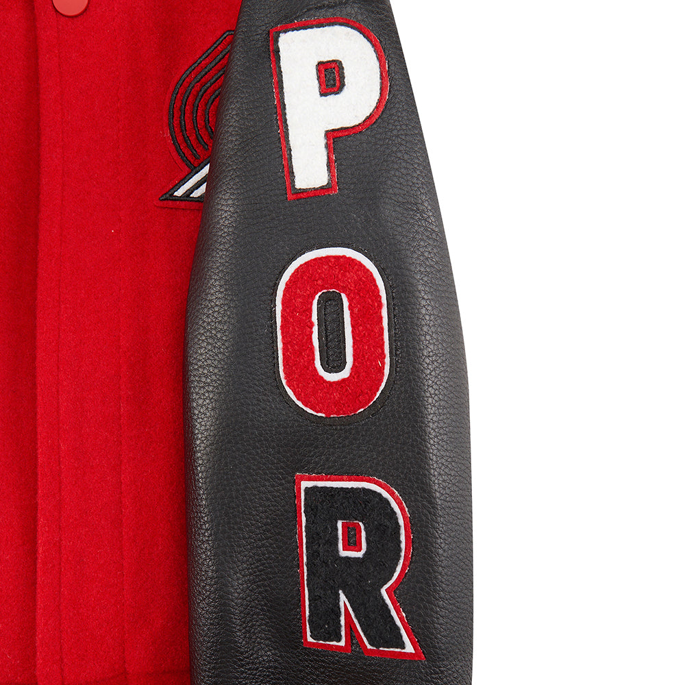 NBA PORTLAND TRAIL BLAZERS CLASSIC BLOUSON COLLÉGIAL EN LAINE POUR GARÇON BAMBIN (ROUGE/NOIR)