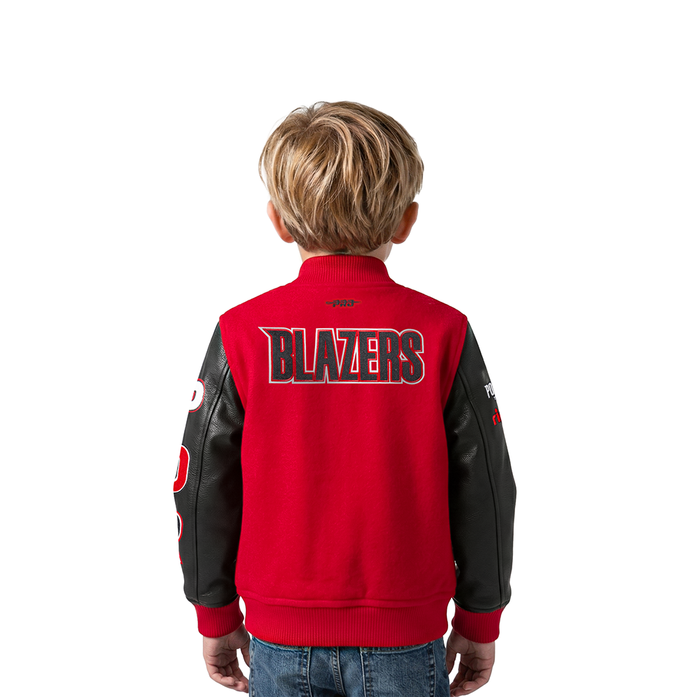 NBA PORTLAND TRAIL BLAZERS CLASSIC BLOUSON COLLÉGIAL EN LAINE POUR GARÇON BAMBIN (ROUGE/NOIR)