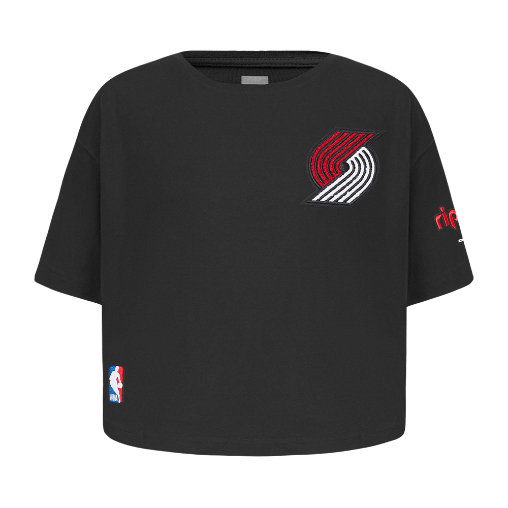 NBA PORTLAND TRAIL BLAZERS CLASSIC TODDLER GIRL'S SHORT SLEEVE BOXY TEE (BLACK)