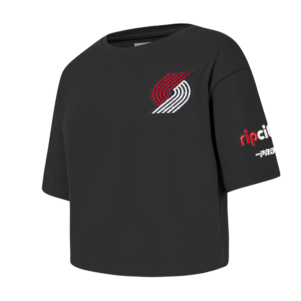 NBA PORTLAND TRAIL BLAZERS CLASSIC TODDLER GIRL'S SHORT SLEEVE BOXY TEE (BLACK)