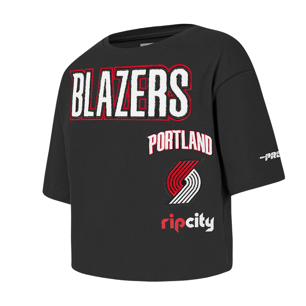 NBA PORTLAND TRAIL BLAZERS RETRO CLASSIC TODDLER GIRL'S SHORT SLEEVE BOXY TEE (BLACK)
