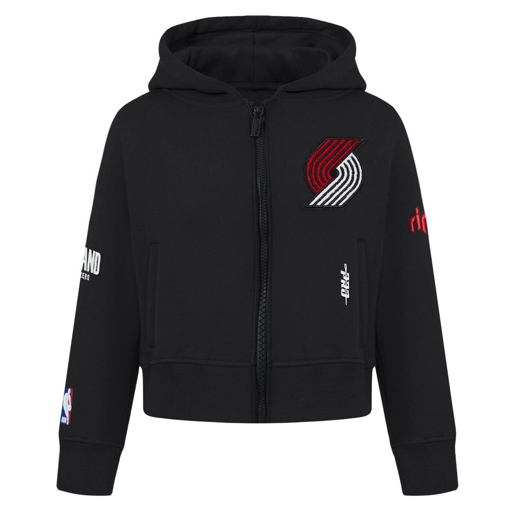 NBA PORTLAND TRAIL BLAZERS CLASSIC CHANDAIL À CAPUCHON EN MOLLETON À GLISSIÈRE POUR FILLE BAMBIN (NOIR)