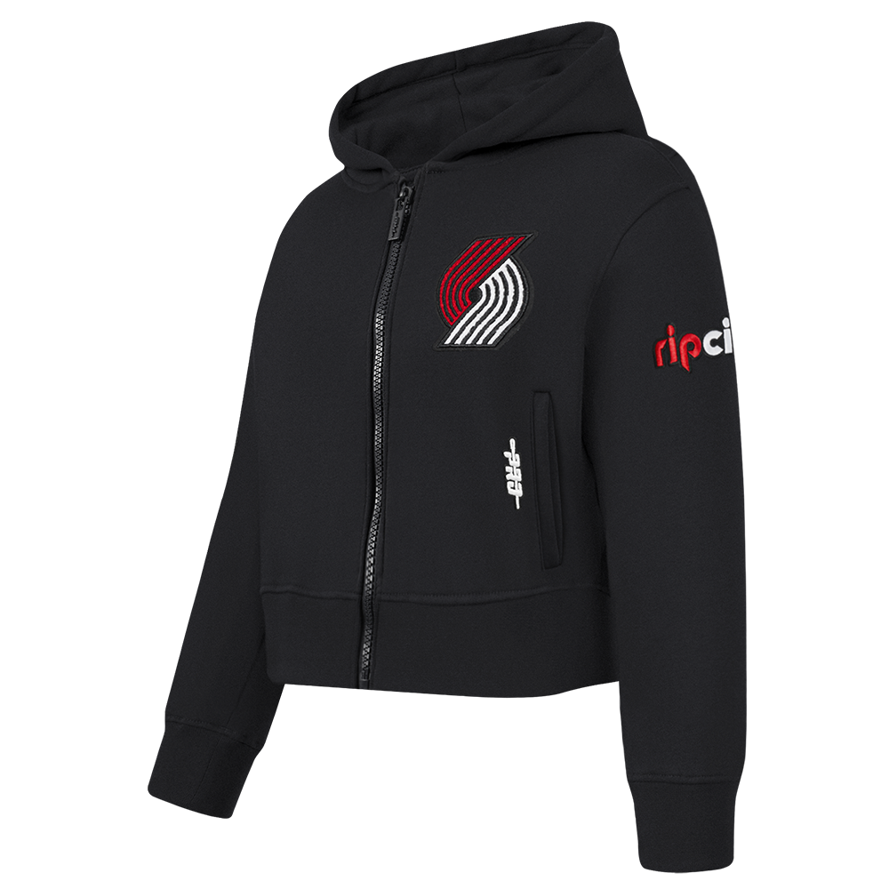 NBA PORTLAND TRAIL BLAZERS CLASSIC CHANDAIL À CAPUCHON EN MOLLETON À GLISSIÈRE POUR FILLE BAMBIN (NOIR)