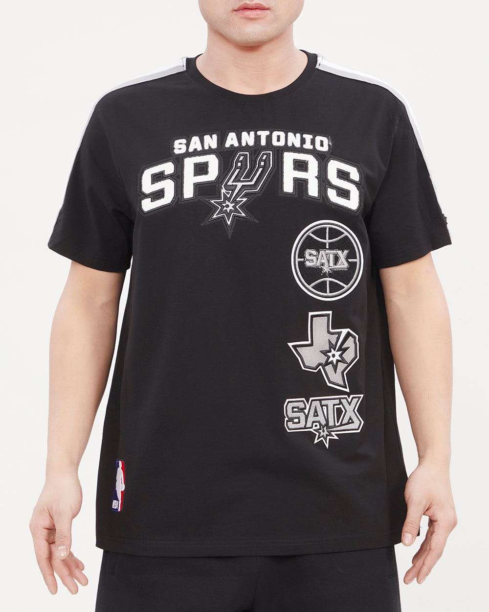 NBA SAN ANTONIO SPURS RETRO CLASSIC MEN'S STRIPED TEE (BLACK/GRAY)