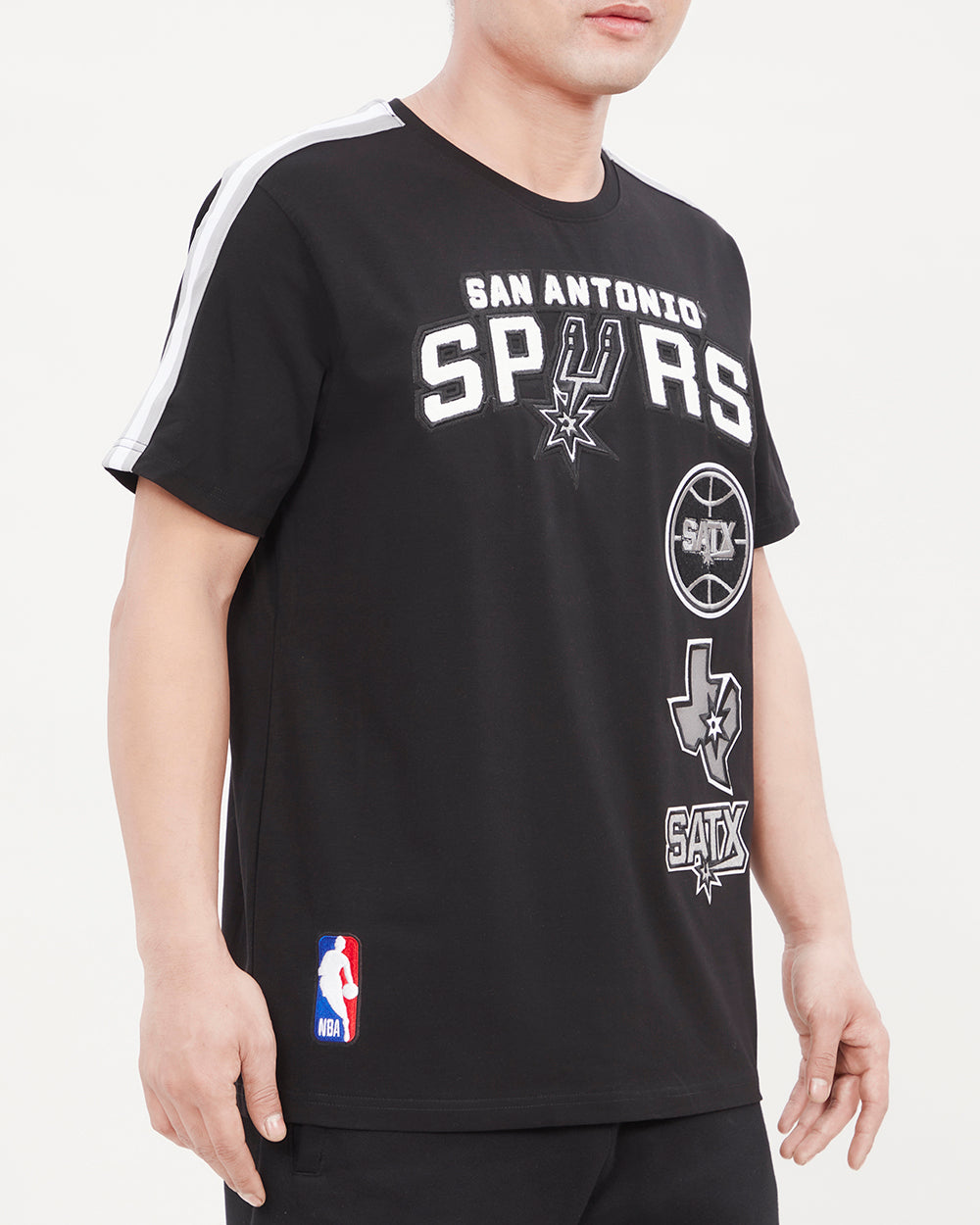 NBA SAN ANTONIO SPURS RETRO CLASSIC MEN'S STRIPED TEE (BLACK/GRAY)