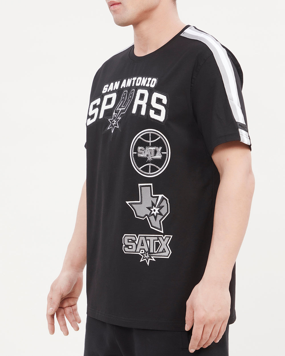 NBA SAN ANTONIO SPURS RETRO CLASSIC MEN'S STRIPED TEE (BLACK/GRAY)