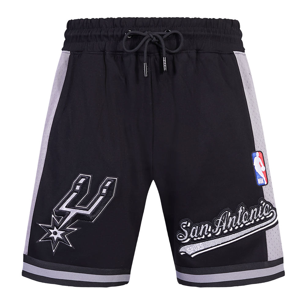 NBA SAN ANTONIO SPURS SCRIPT TAIL MEN'S DOUBLE KNIT 2.0 SHORT (BLACK/GRAY)