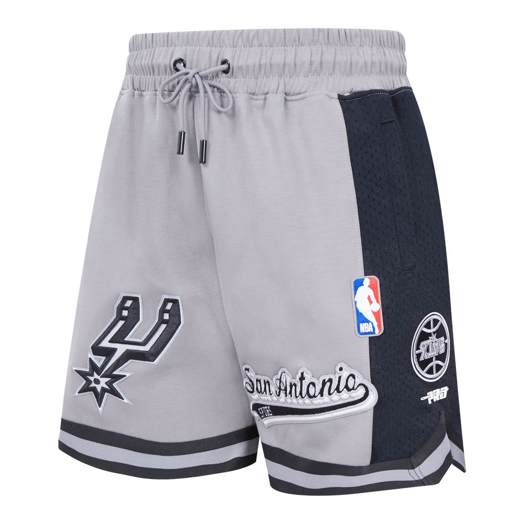 NBA SAN ANTONIO SPURS SCRIPT TAIL MEN'S DOUBLE KNIT 2.0 SHORT (GRAY/BLACK)